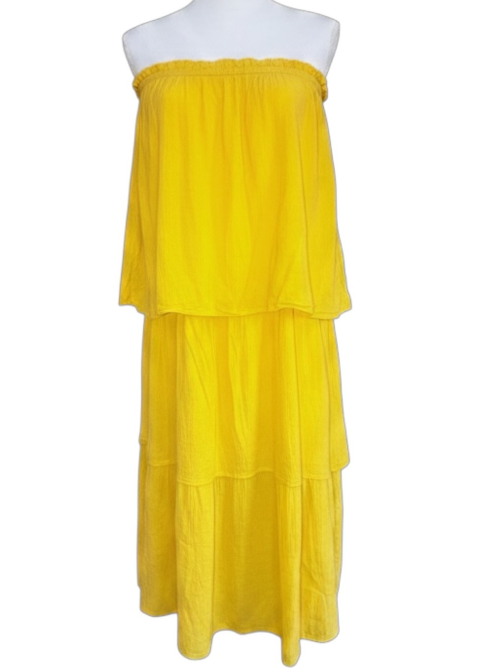 Happy X Nature Sunshine Strapless Tiered Maxi Dress